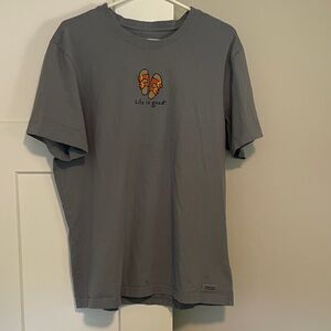 Life Is Good Slate Blue/Green Men's T-Shirt with Sandal Graphic